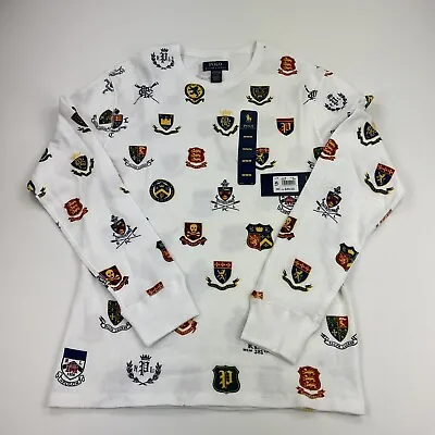 Men’s Polo Ralph Lauren Thermal Long Sleeve Shirt Collegiate Logo $49 Medium NWT • $31.99