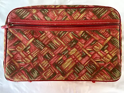 VTG Bantam Travelware Suitcase Canvas Retro Wicker Pattern Overnight Bag • $9.99