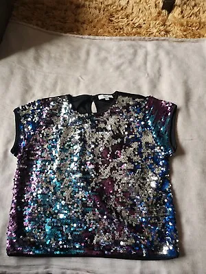 Girls Sequined Top 13/14 From Miss Evie  Black Nwots • £3.50