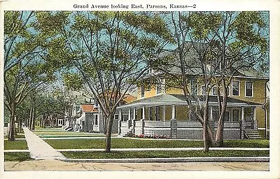 1915-1930 Postcard; Grand Avenue Residences Parsons KS Labette County Unposted • $9.49