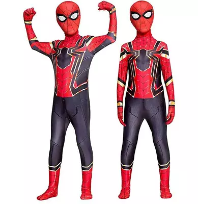 Spiderman Cosplay Costume Bodysuit Jumpsuit For Kids Halloween Party • £15.69