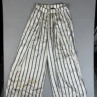 H&M Pajama Bottoms Womens Size 2 Baggie Wide Leg Pinstripe Blue White • $8.90