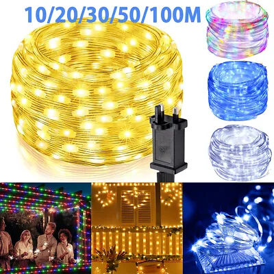 10-100M LED Rope Tube String Mains IP67 Outdoor Christmas Memory Fairy Lights UK • £22.24