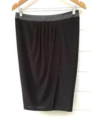 $3.23 • Buy ZARA Black Crossover Front Tulip Hem Skirt With Faux Leather Waistband - Small