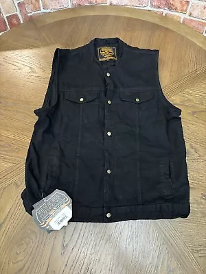 MILWAUKEE PERFORMANCE MENS BLACK COTTON DENIM VEST W/ CONCEAL GUN POCKET XXL • $49.60