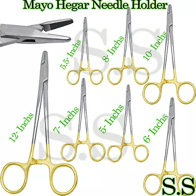 T/C Mayo Hegar Needle Holder With Tungsten Carbide Straight Surgical Dental-PICK • $8.90