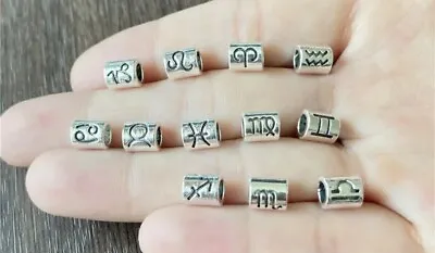 50pcs Metal Zodiac Sign Beads 12 Constellations Sign Beads Mixed Silver Metal  • £7.30