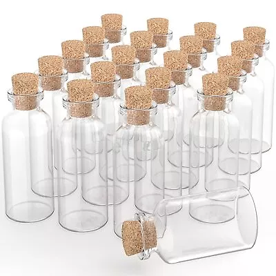 10 ML Cork Stopper Glass Bottles Mini Transparent Glass Bottles 24 Pcs. • $16.19