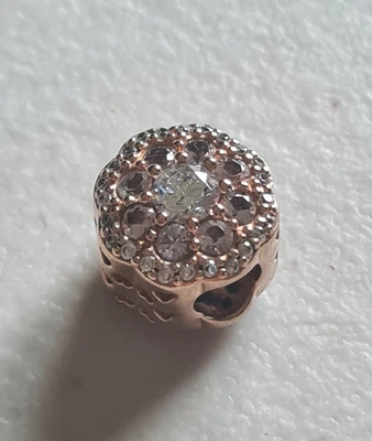 $60 • Buy PANDORA Pink Sparkle Rose Gold Flower Openwork Hearts CZ Charm  787851NPM