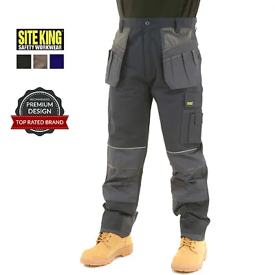 £34.95 • Buy Mens Cargo Holster Pocket Combat Work Trousers With Knee Pad Pockets SITE KING