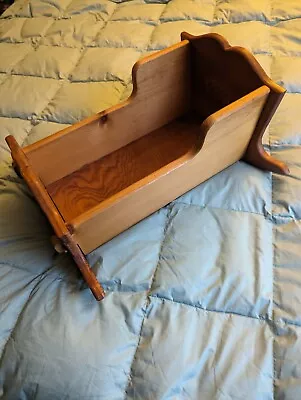 VTG Handmade Rocking Doll Cradle Solid Wood Pine Stained Wooden Dowels  • $25