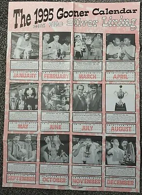 £5.99 • Buy Arsenal Gooner Fanzine Glossy 1995 Calendar 12 Trophies 'hi Ho Silver Lining'