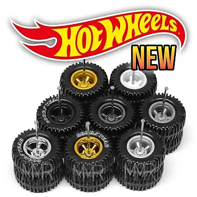 1/64 Scale 5 SPOKE MUSCLE V5 OFFROAD Real Rider Wheels Rims Tires Set Hot Wheel3 • $2.99