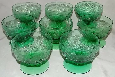 Morgantown USA Crinkle Green Set Of 8 Champagne / Tall Sherbets • $50