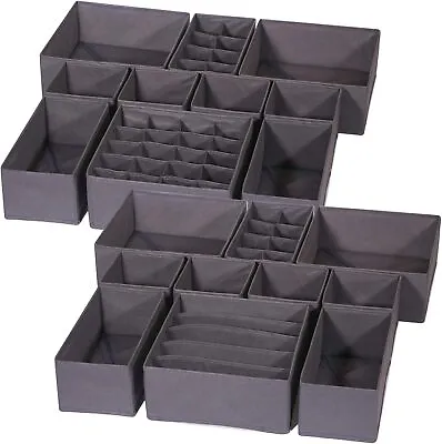 DIOMMELL 21 Pack Foldable Cloth Storage Box Closet Dresser Drawer Dark Grey  • £58.55