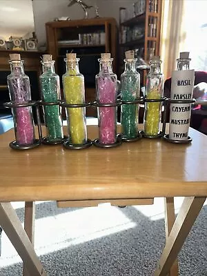 7 Bottle Spice Rack Made In Mexico With 10 Spice Decals  • $22