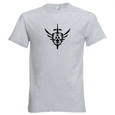 The Legend Of Zelda Emblem Vinyl Print T-Shirt Triforce Mastersword • £9.20