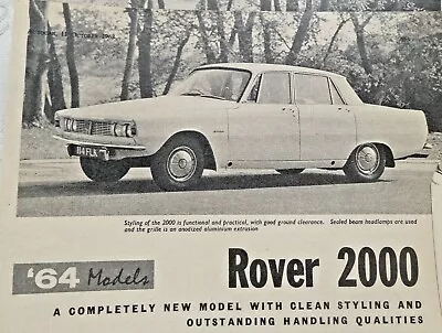 £3.89 • Buy Rover 2000 New Car  Autocar Magazine 11 Oct 1963 Not Reprint Classic Retro  