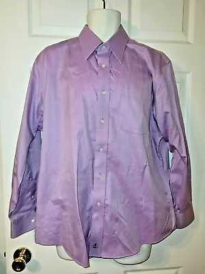 Nordstrom Smartcare Shirt Mens 16 1/2 33 Purple Button Long Sleeve Wrinkle Free • $15.99