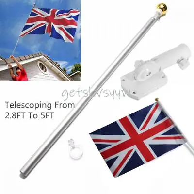 £6.99 • Buy 5FT Aluminum Flag Pole Wall Mounted Telescopic Flagpole Mount Holder Bracket CB#