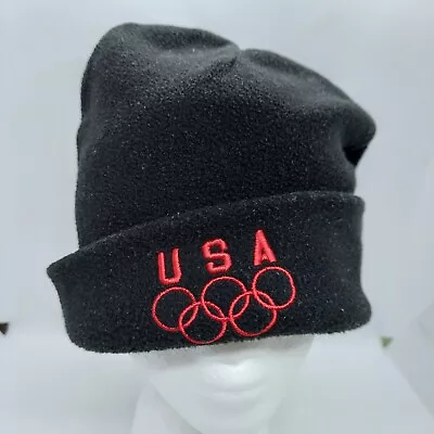 Vintage United States Olympic Beanie Black Fleece Hat Cap Team USA • $7.99