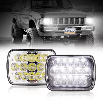 Pair 7x6  5x7Inch LED Headlights Square Hi/Lo Beam DRL For Pontiac Toyota Hilux • $55.99