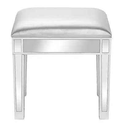 Mirrored Vanity Stool Modern Makeup Dressing Stool Comfortable Padded Cushioned • $75.99