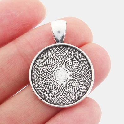 £3.59 • Buy 5/10Pcs Tibetan Silver 22mm Round Pendant Trays Blanks Bezels Cameo Setting Base