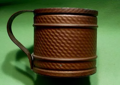 Vintage COPPER Covered Mug Shaped 1.5 Quart Container With Raised Designs.Sturdy • $8.87