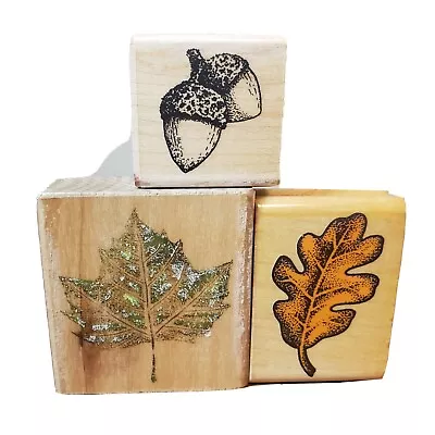 Fall Leaves Rubber Stamps Acorns - Oak - Maple Leaf - Pinecones • $8.99