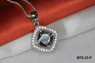 Princess Cut 2.08 Ctw Cz Mystic Rainbow Fire Topaz Pendant Necklace-mts22pbh • $13.64