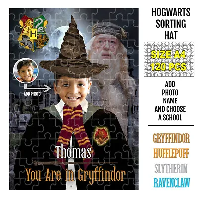 Personalised Hogwarts Sorting Hat Jigsaw Puzzle-Add Photo Name And House  • £14.99