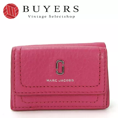 Used Marc Jacobs Tri-Fold Wallet Compact M0015413 Leather Begonia Pink Silver Ha • $181.32