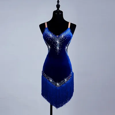 Latin Dance Dress Salsa Tango Cha Cha Ballroom Velvet Competition Dress#F272 • £71.99