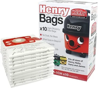 £17.99 • Buy Genuine Numatic Hepa-FLO NVM-1CH VACUUM BAGS ( 10) 604015 FIT Henry / Hetty
