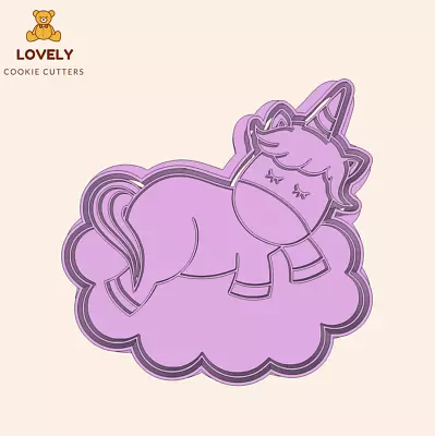 Sleeping Unicorn On Cloud Cookie Cutter And Stamp Baby Shower Fondant Cookies • $9.95