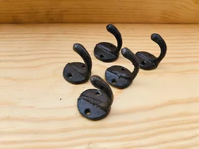 5 Small Rustic Coat Hooks Cast Iron Wall Mount Hat Hook Towel Cap Dog Leash Key • $12.99