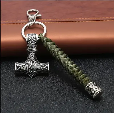 Norse Mythology Keyring With Braided Paracord - Thor Odin Loki God Of War • £8