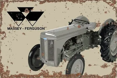 Metal Vintage Style Wall Sign - Grey Massey Ferguson Tractor  10x8 Inch [MF01] • £13.99
