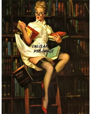 GIL ELVGREN 16x20 POSTER SEXY NAUGHTY LIBRARIAN SCHOOL TEACHER PINUP CHEESECAKE • $23.79