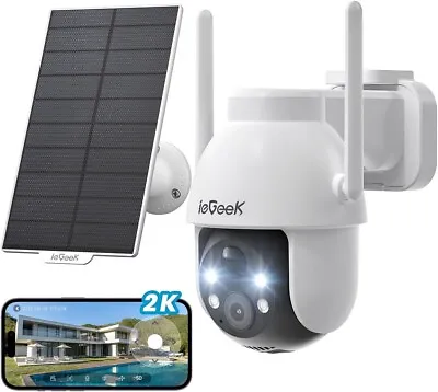 IeGeek Outdoor 360°Wireless Solar Security Camera Home Wifi Battery PTZ CCTV UK • £59.99