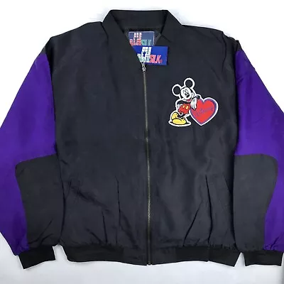 $49.99 • Buy NWT Vintage 90s WALT DISNEY SILK JACKET L Jeff Hamilton Mickey Mouse Cartoon NOS