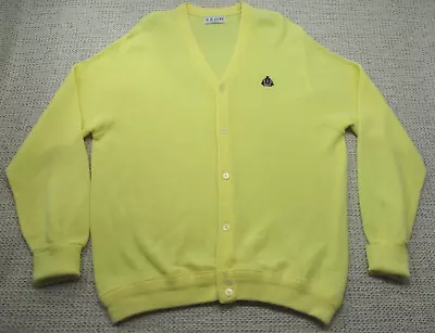 Vintage Izod Cardigan Sweater Mens XL Yellow Grandpa Dad 80s 90s USA Made • $20.64