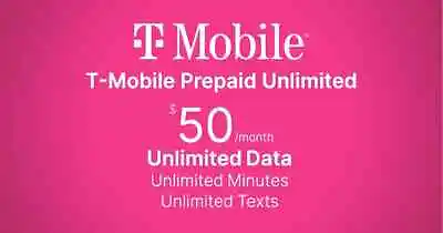 $50.00 T-mobile Prepaid 5g Simcard + Unlimited Plan - 30 Day Service • $39.99