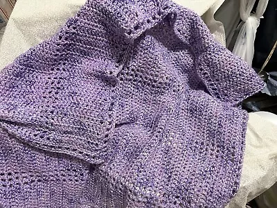 Hand Crocheted Baby Afghan 36 X 50 Variegated Purple And Lavender • $35