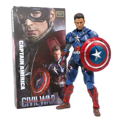 Crazy Toy MARVEL Avengers Captain America Steven Rogers 10  Action Figure Gift • £54.99