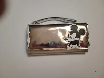 MICKEY MOUSE-Silver Mirror Trifold Wallet Wristlet  • $12.90