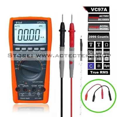 VC97A 3999 True RMS Digital Multimeter Auto Range DMM AC DC Voltage US Seller • $29.45