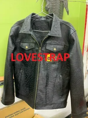 Black 100% Real Body OstrichCrocodile Leather SkinCustomize JacketMen Jacket • $1440