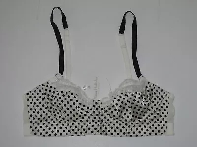 MIMI HOLLIDAY By Damaris CHAMPAGNE & BLACK POLKA DOT SILK BRA Size 32B BNWT • $10.57